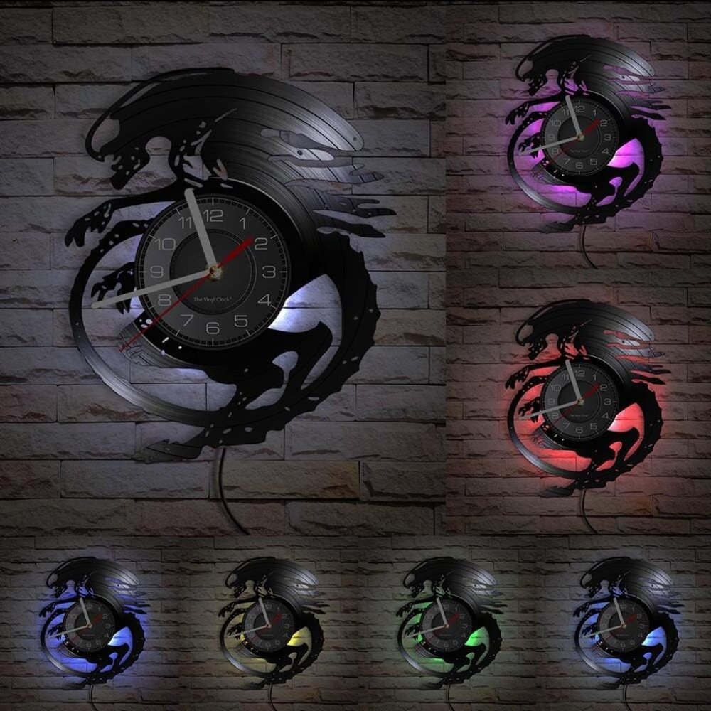 NEW Alien LED Vinyl Record Wall Clock 12" with 7 Colors Changing